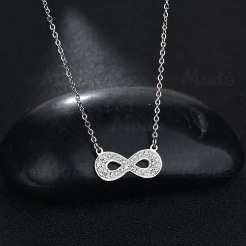 Titanium Infinity Necklace With Simulated Diamonds 50 cm *R 599* (ROSE GOLD)