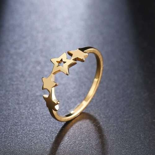 Titanium Star Ring Size 6 US *R 599* (SILVER&GOLD)