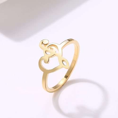 Titanium Music Note Hearts Ring Size 8; 10 US *R 599* (SILVER&GOLD)
