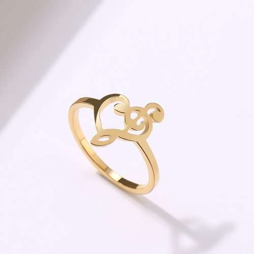 Titanium Music Note Hearts Ring Size 8; 10 US *R 599* (SILVER&GOLD)