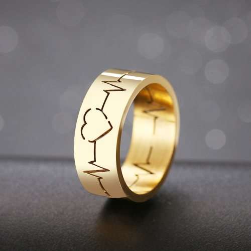 RETAIL PRICE R 899 Titanium Heartbeat Ring Size 8 US  (GOLD)