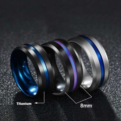 Titanium RAINBOW Ring *R 899* (Black & Rainbow) Size 9; 11; 12 US