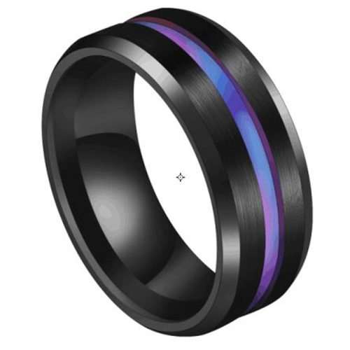 Titanium RAINBOW Ring *R 899* (Black & Rainbow) Size 9; 11; 12 US