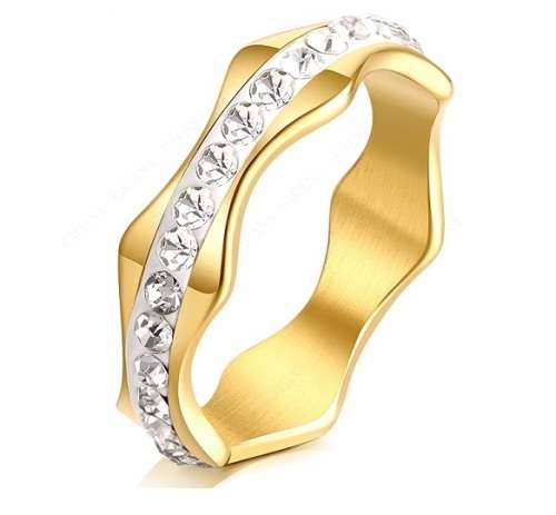 Titanium Ring With Simulated Diamonds (SILVER & GOLD)**R 799** Size 7; 9 US