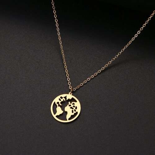 Titanium "World Map" Necklace 45 cm R 699** (GOLD)
