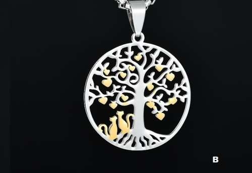Stainless steel "Tree of Life* Necklace 50 cm R 699** (SILVER GOLD )