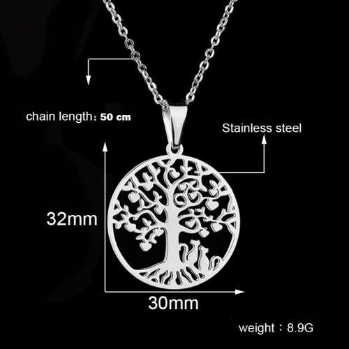 Stainless steel "Tree of Life* Necklace 50 cm R 699** (SILVER GOLD )