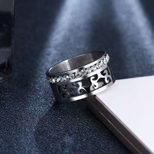 Titanium Ring With Simulated Diamonds *R 1099* Size 9; 11 US (GOLD)