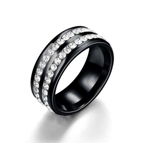 Titanium Ring With Simulated Black Diamonds **R 999** Size 9 US BLACK