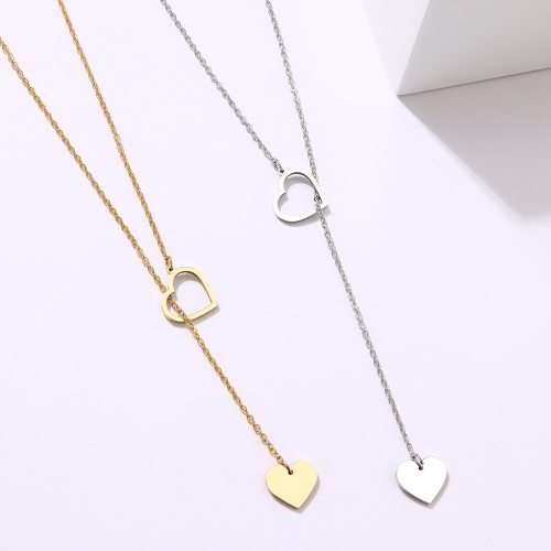 TITANIUM (NEVER FADE) Hearts Necklace 60 cm (SILVER ONLY)