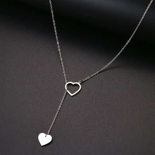 TITANIUM (NEVER FADE) Hearts Necklace 60 cm (SILVER ONLY)