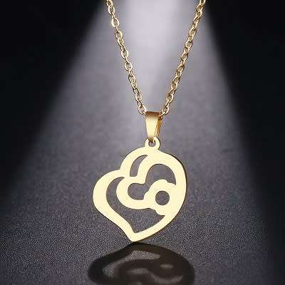 Titanium Heart  Necklace 45 cm **R 899** (SILVER & GOLD)