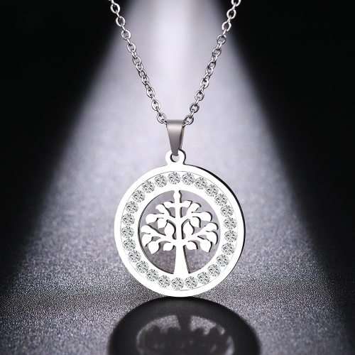 Titanium "Tree Of Life" Necklace With Simulated Diamonds  45 cm *R 599* GOLD