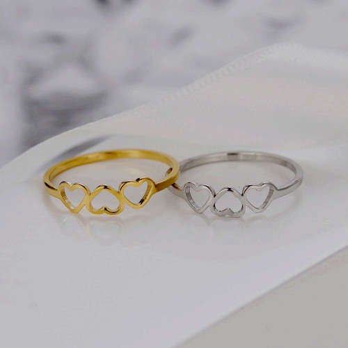 RETAIL PRICE: R 899 Titanium 3-Hearts Ring Size 8 US  (GOLD)