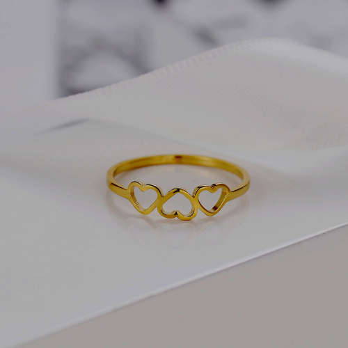 RETAIL PRICE: R 899 Titanium 3-Hearts Ring Size 8 US  (GOLD)