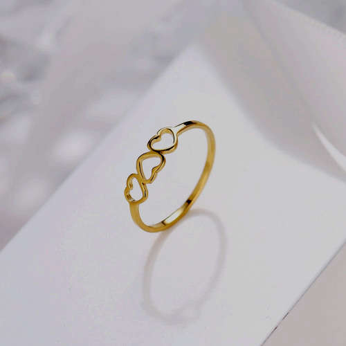 RETAIL PRICE: R 899 Titanium 3-Hearts Ring Size 8 US  (GOLD)