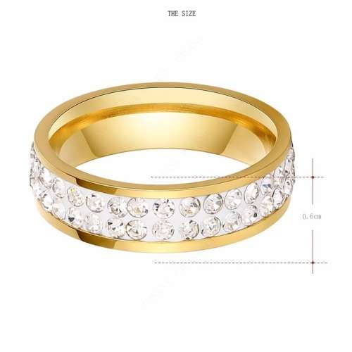 Titanium Ring With Simulated Diamonds *R 1099* Size 9 US (GOLD)