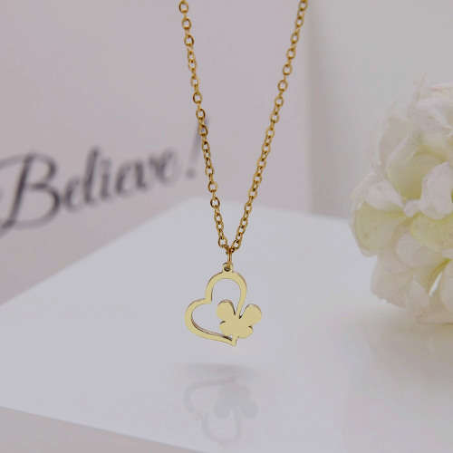 Titanium Butterfly Heart Necklace **R 699** (SILVER) 45 cm