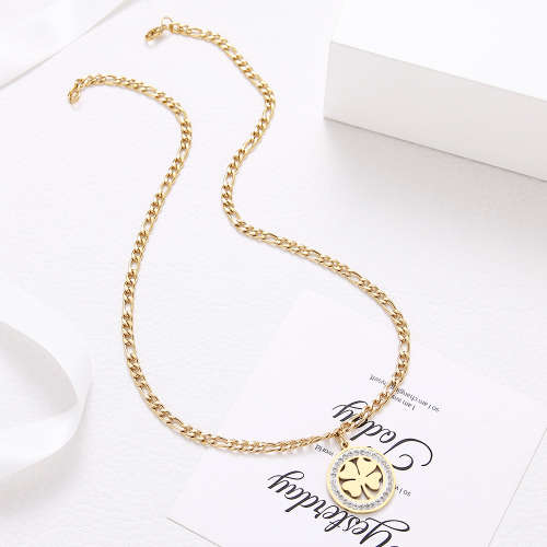 Retail Price: R 1 899 Titanium 4-Leaf Clover Necklace With Simulated Diamonds  50 cm (GOLD ONLY)