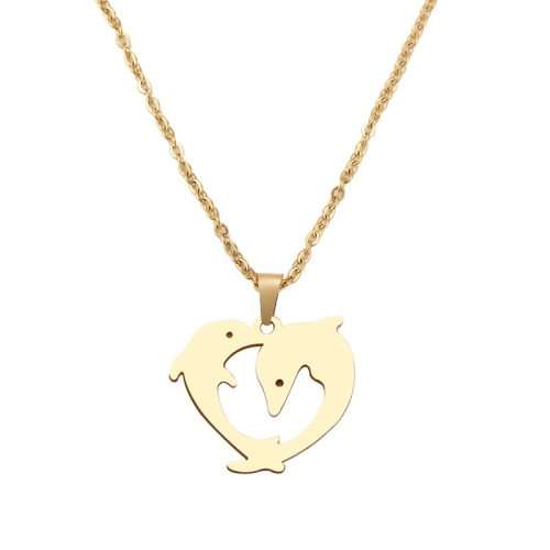 RETAIL PRICE:  R 999 Titanium "Dolphin Heart" Necklace  45 cm (GOLD)