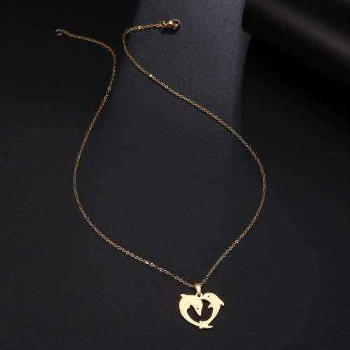 RETAIL PRICE:  R 999 Titanium "Dolphin Heart" Necklace  45 cm (GOLD)