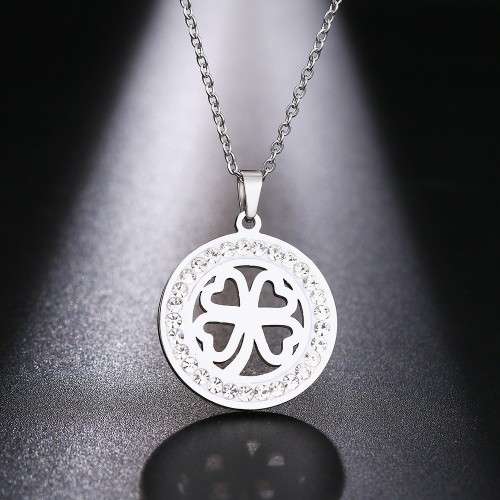 Retail Price: R 1 599 Titanium "Lucky 4-Leaf Clover" Necklace With Simulated Diamonds 45cm