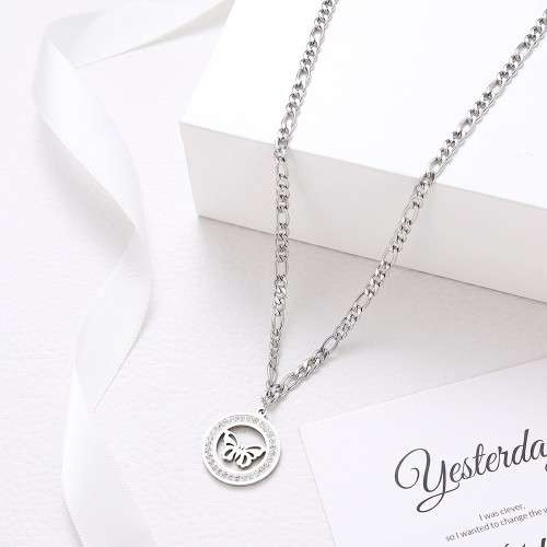 TITANIUM (NEVER FADE) Butterfly Necklace 50 cm (SILVER ONLY)