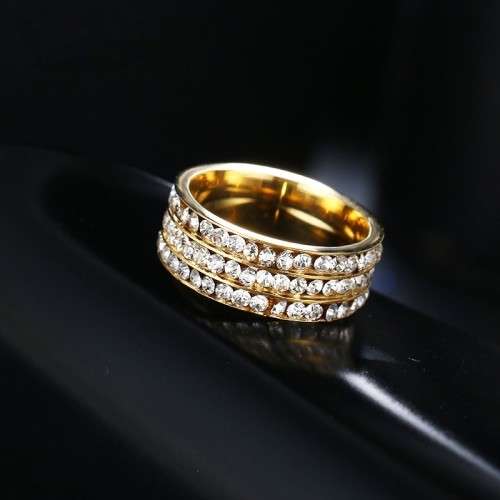 Retail Price: R 2 399 Titanium Ring With Simulated Diamonds 8 mm Size 6; 8 US (GOLD ONLY)
