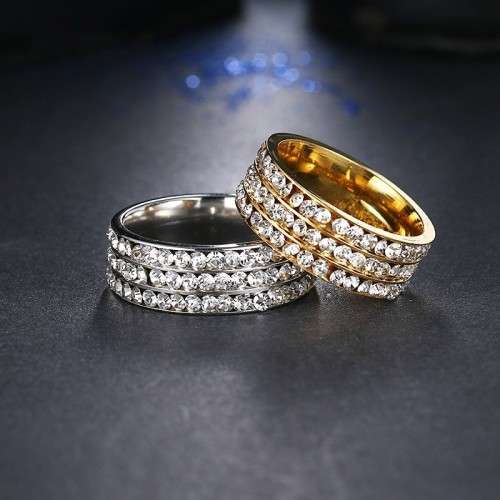 Retail Price: R 2 399 Titanium Ring With Simulated Diamonds 8 mm Size 6; 8 US (GOLD ONLY)