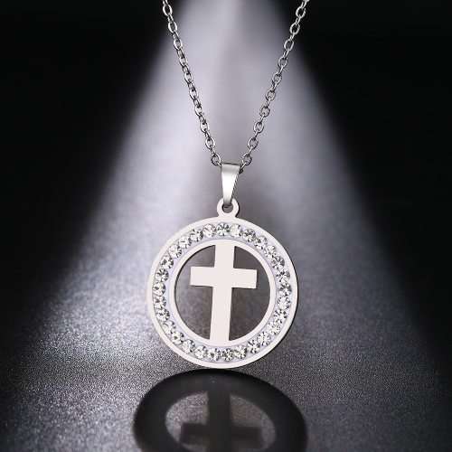 Retail Price: R 1 899 Titanium Cross Necklace With Simulated Diamonds 45 cm