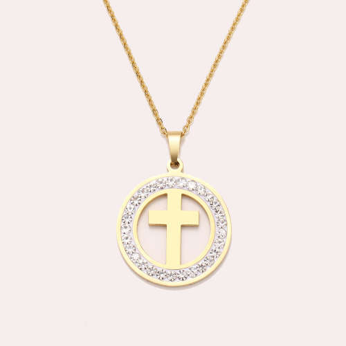 Retail Price: R 1 899 Titanium Cross Necklace With Simulated Diamonds 45 cm