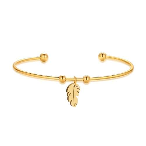 RETAIL PRICE: R 999 Adjustable Titanium "Whimsical Feather" Charm Bangle (SILVER)