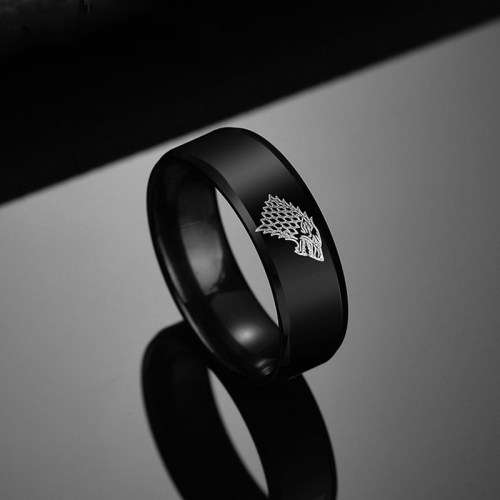 Retail Price R 1 199 Titanium Game of Thrones Ice Wolf Men's Ring 7 mm Size 12 US (BLACK)