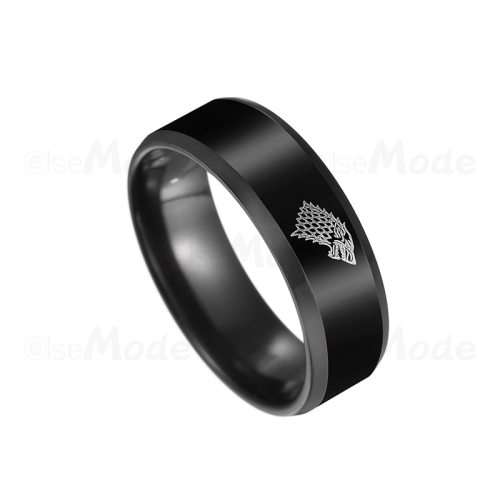 Retail Price R 1 199 Titanium Game of Thrones Ice Wolf Men's Ring 7 mm Size 12 US (BLACK)