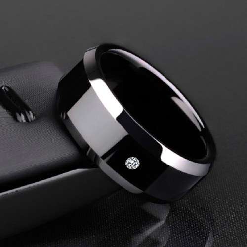 Retail Price R 1 299 Titanium Men's Ring With Simulated Diamond 8 mm Size 12 US (SILVER)