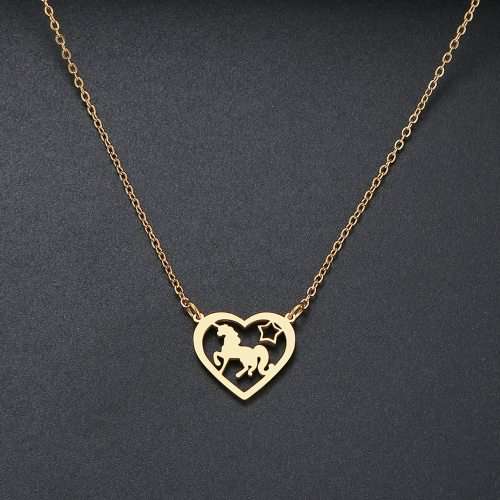 RETAIL PRICE: R 1 599 Titanium Unicorn Heart Necklace 45 cm (SILVER)