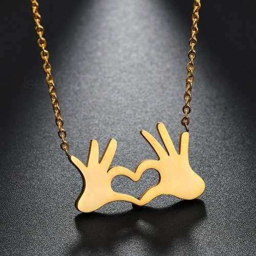 RETAIL PRICE: R 1 599 Titanium Hands Heart Necklace 45 cm (SILVER)