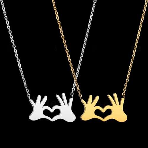 RETAIL PRICE: R 1 599 Titanium Hands Heart Necklace 45 cm (SILVER)