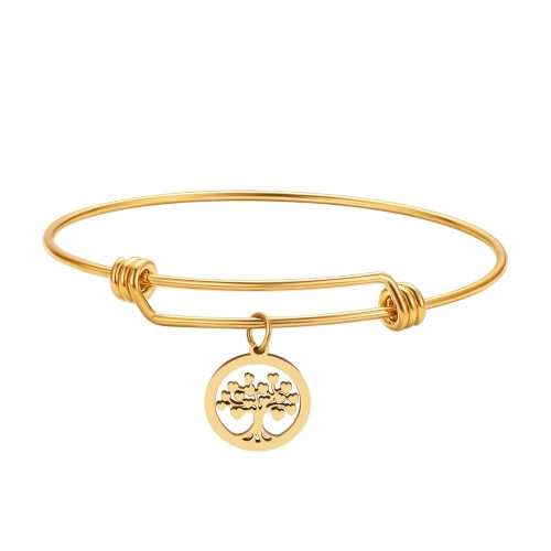 RETAIL PRICE: R 999 Adjustable Titanium "Tree Of Life" Charm Bangle (GOLD )