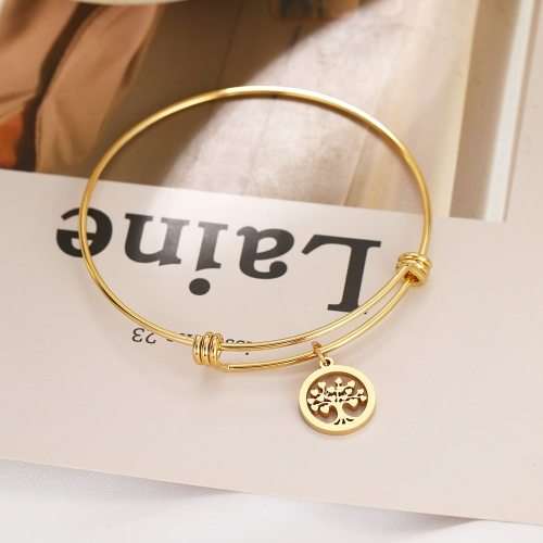 RETAIL PRICE: R 999 Adjustable Titanium "Tree Of Life" Charm Bangle (GOLD )