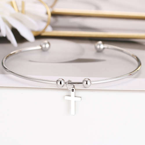 RETAIL PRICE: R 999 Adjustable Titanium (NEVER FADE)"Cross" Charm Bangle (GOLD )