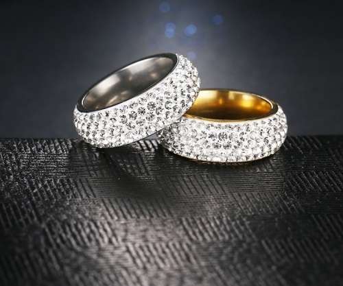Retail Price: R 2 899 Titanium Ring With Simulated Pave Setting Diamonds Size 8 US