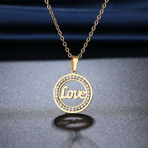 RETAIL PRICE: R 1 199 Titanium "Love" Necklace With Simulated Diamonds 45 cm (SILVER)