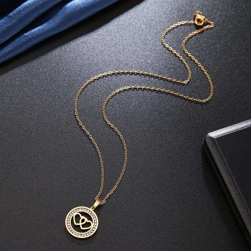 Retail Price: R 899 Titanium "Double Heart" Necklace With Simulated Diamonds 45 cm (GOLD ONLY)