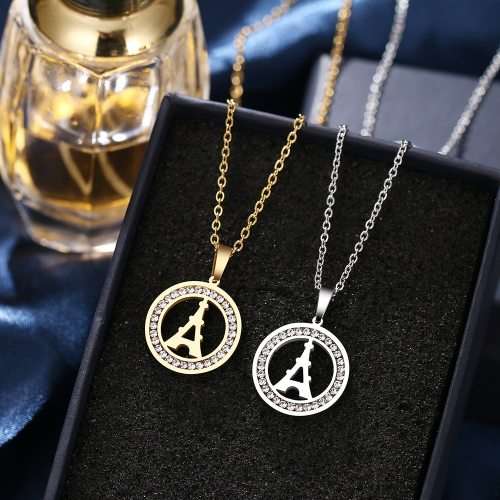 RETAIL PRICE: R 1 099 Titanium "Eiffel Tower" Necklace With Simulated Diamonds 45 cm (SILVER ONLY)