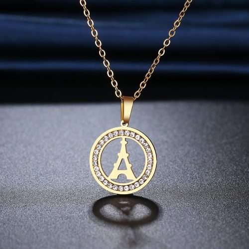 RETAIL PRICE: R 1 099 Titanium "Eiffel Tower" Necklace With Simulated Diamonds 45 cm (SILVER ONLY)