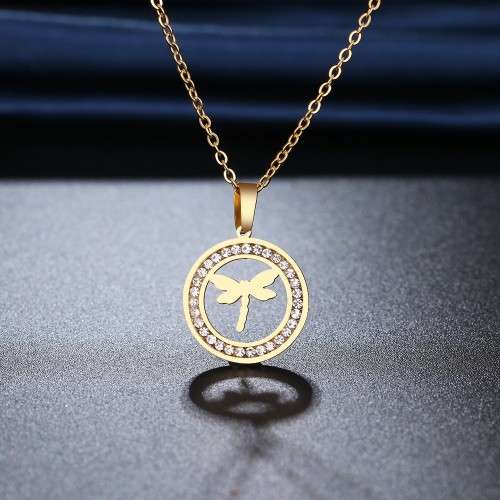 RETAIL PRICE: R 1 099 Titanium "Dragonfly" Necklace With Simulated Diamonds 45 cm (SILVER)