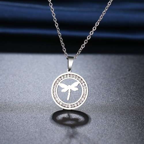 RETAIL PRICE: R 1 099 Titanium "Dragonfly" Necklace With Simulated Diamonds 45 cm (SILVER)