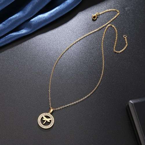 RETAIL PRICE: R 1 099 Titanium "Dragonfly" Necklace With Simulated Diamonds 45 cm (SILVER)