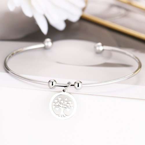 RETAIL PRICE: R 999 Adjustable Titanium "Tree Of Life" Charm Bangle (SILVER )